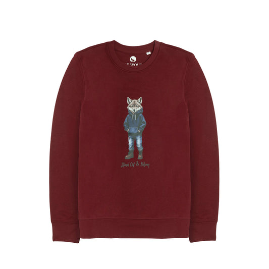 Felpa LeWolf a Girocollo VETTORE BORDEAUX Unisex